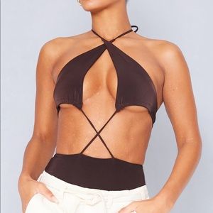 Chocolate Slinky Halter Bodysuit